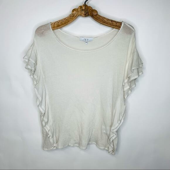 IRO White Sheer Flutter Ruffle Sweater Sz XS - Picture 1 of 4